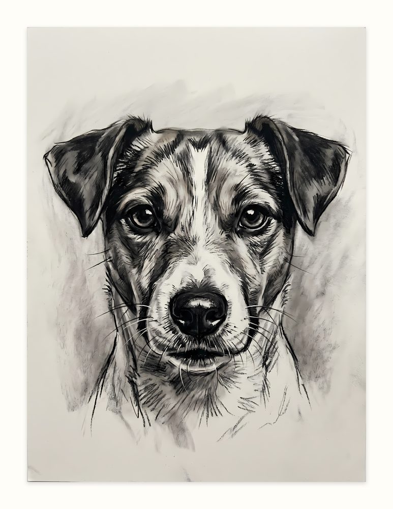 Jack Russell Charcoal charcoal drawing wall art by Brunelvi