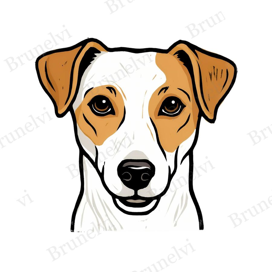 Jack Russell Terrier Linocut Clipart — animal clipart clipart by Brunelvi