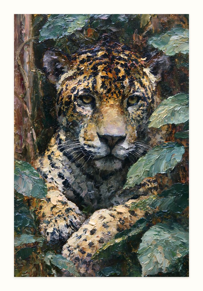 Jaguar II impasto oil painting wall art by Brunelvi