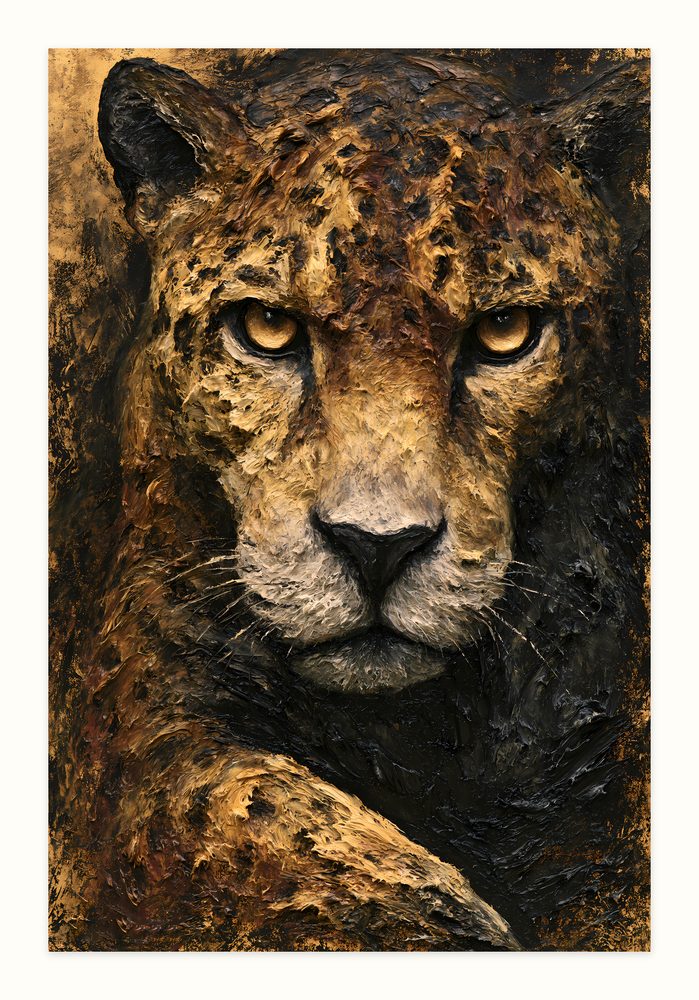Jaguar impasto oil painting wall art by Brunelvi