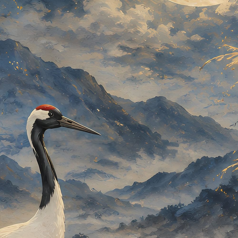 Japanese Crane Moon — animals art print by Brunelvi — view 2