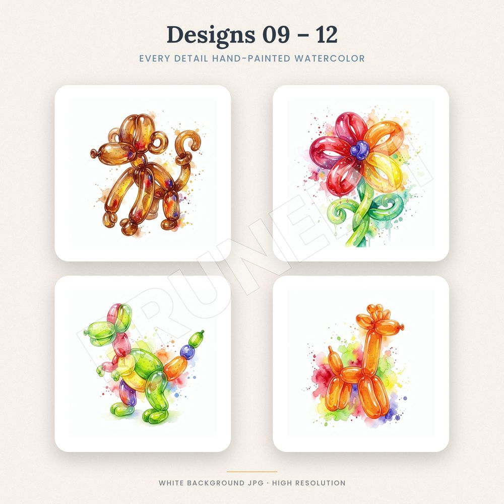 Jelly Balloon Animals Clipart Set — jpg bundles (white bg) clipart by Brunelvi — view 5