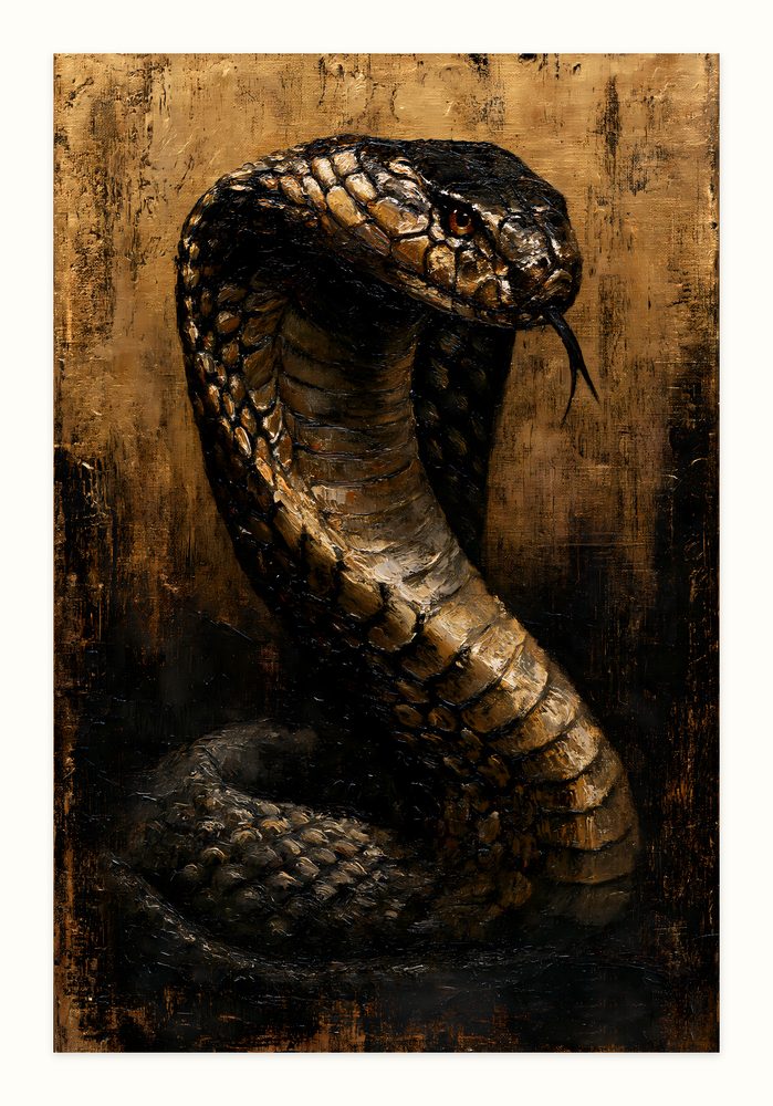 King Cobra impasto oil painting wall art by Brunelvi