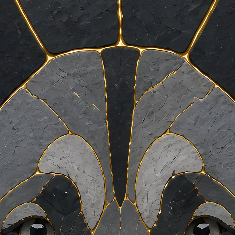 Kintsugi Slate Shepherd — animals wall art print by Brunelvi — view 2