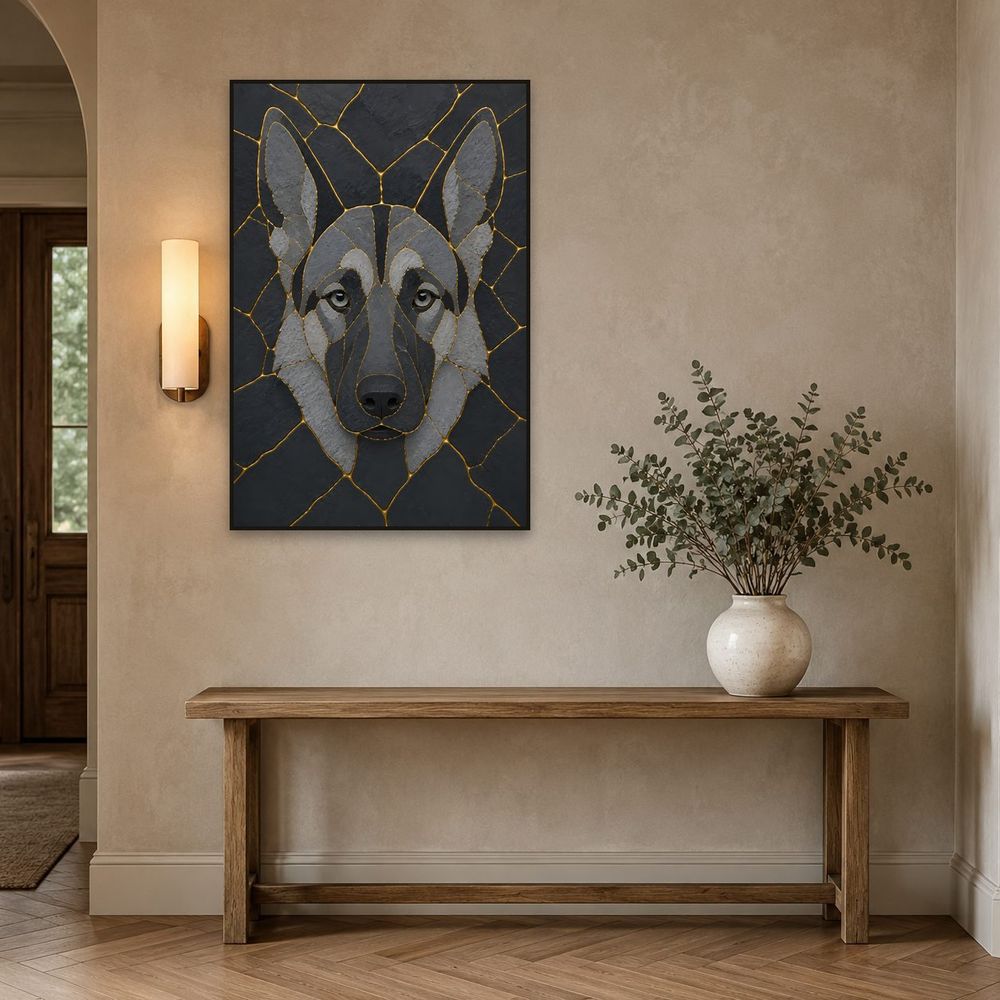 Kintsugi Slate Shepherd — animals wall art print by Brunelvi — view 3
