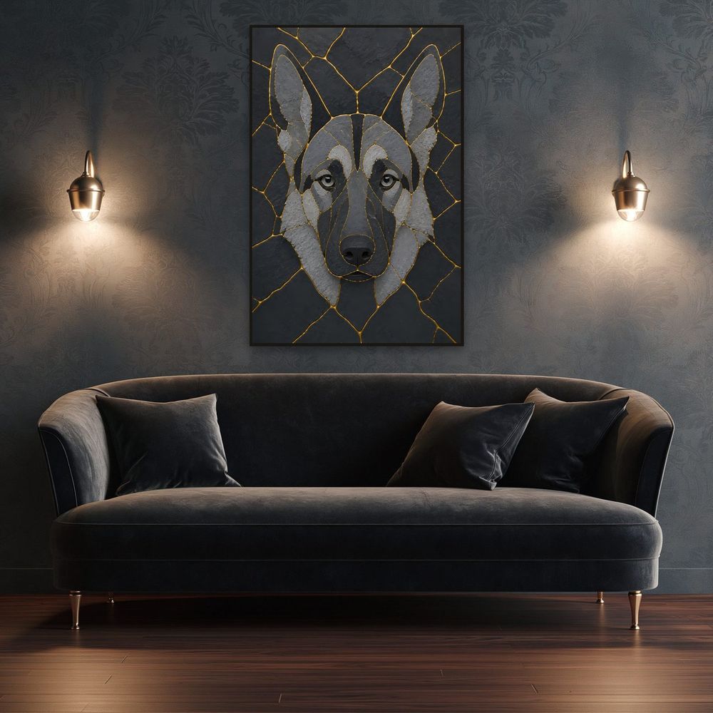 Kintsugi Slate Shepherd — animals wall art print by Brunelvi — view 4