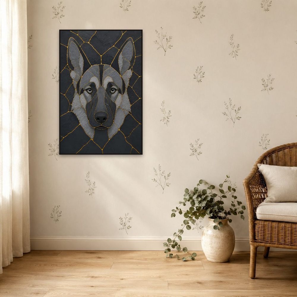 Kintsugi Slate Shepherd — animals wall art print by Brunelvi — view 5