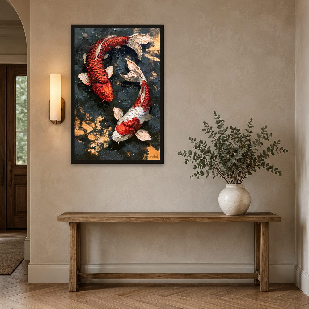Koi Fish impasto oil painting wall art by Brunelvi — Ansicht 2