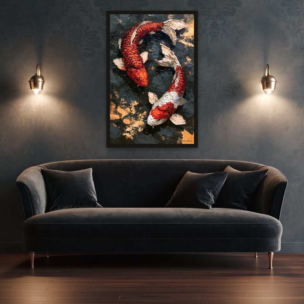 Koi Fish impasto oil painting wall art by Brunelvi — Ansicht 3