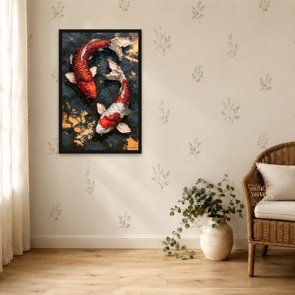 Koi Fish impasto oil painting wall art by Brunelvi — Ansicht 4