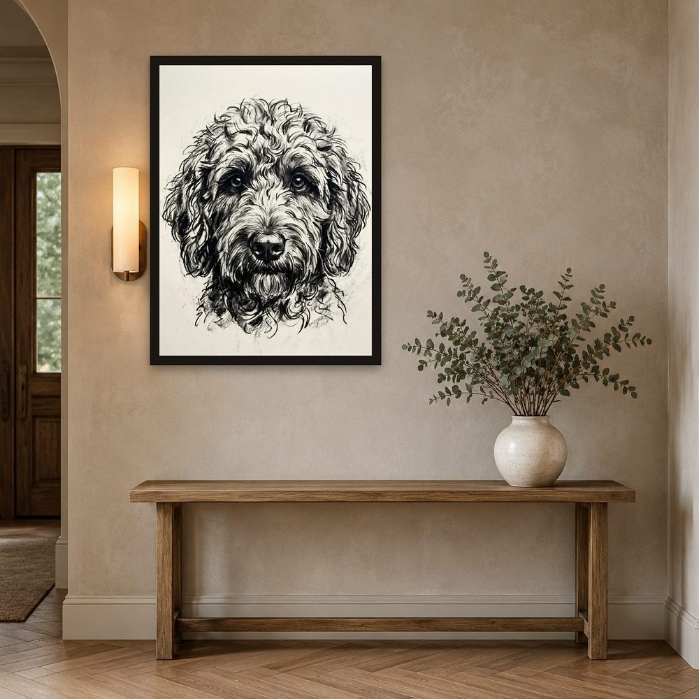 Labradoodle Charcoal charcoal drawing wall art by Brunelvi — Ansicht 2