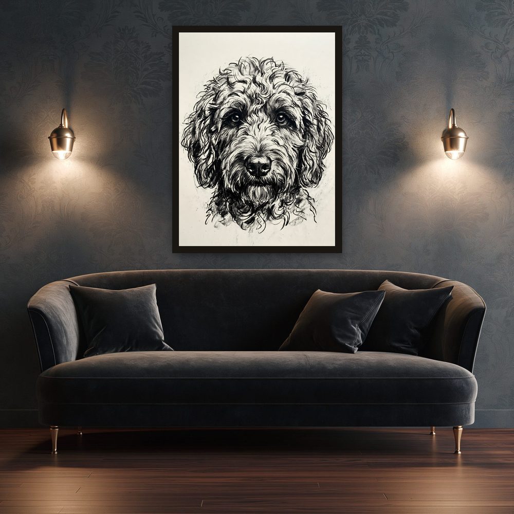 Labradoodle Charcoal charcoal drawing wall art by Brunelvi — Ansicht 3
