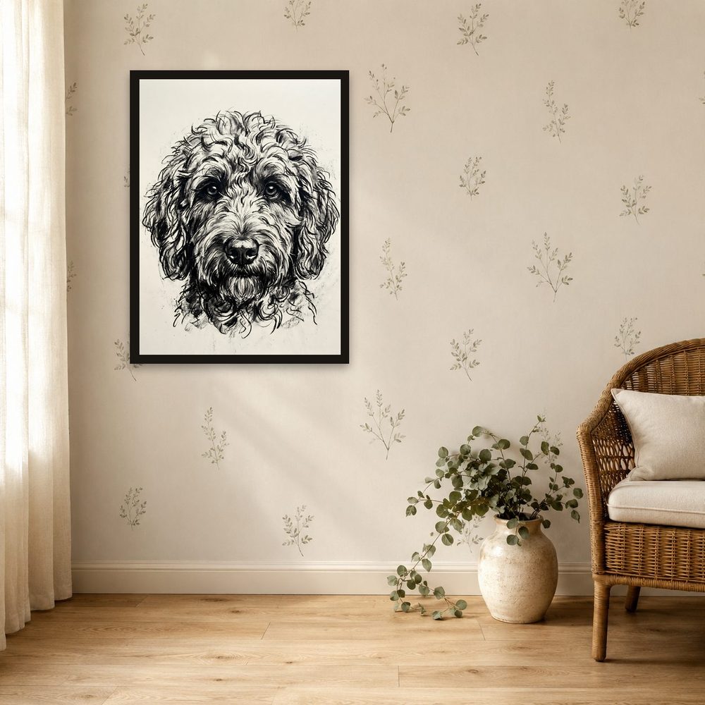 Labradoodle Charcoal charcoal drawing wall art by Brunelvi — Ansicht 4