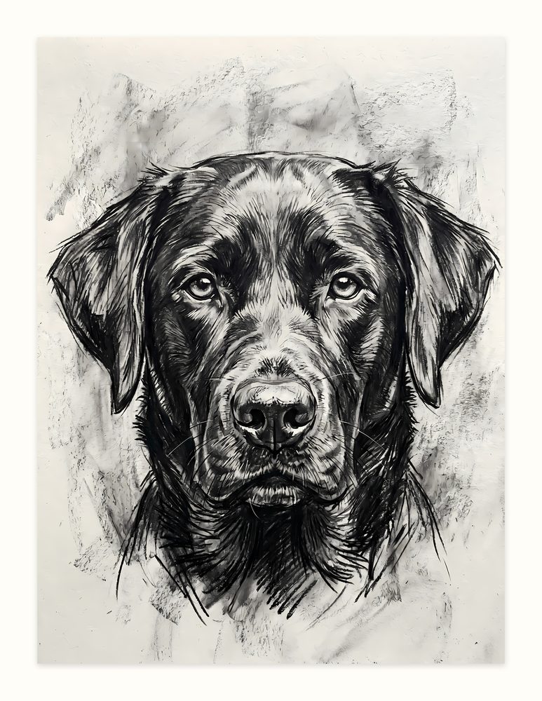 Labrador Charcoal charcoal drawing wall art by Brunelvi