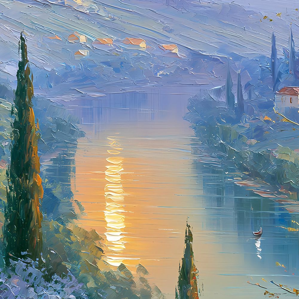Lakeside Village Path — landscapes wall art print by Brunelvi — view 2