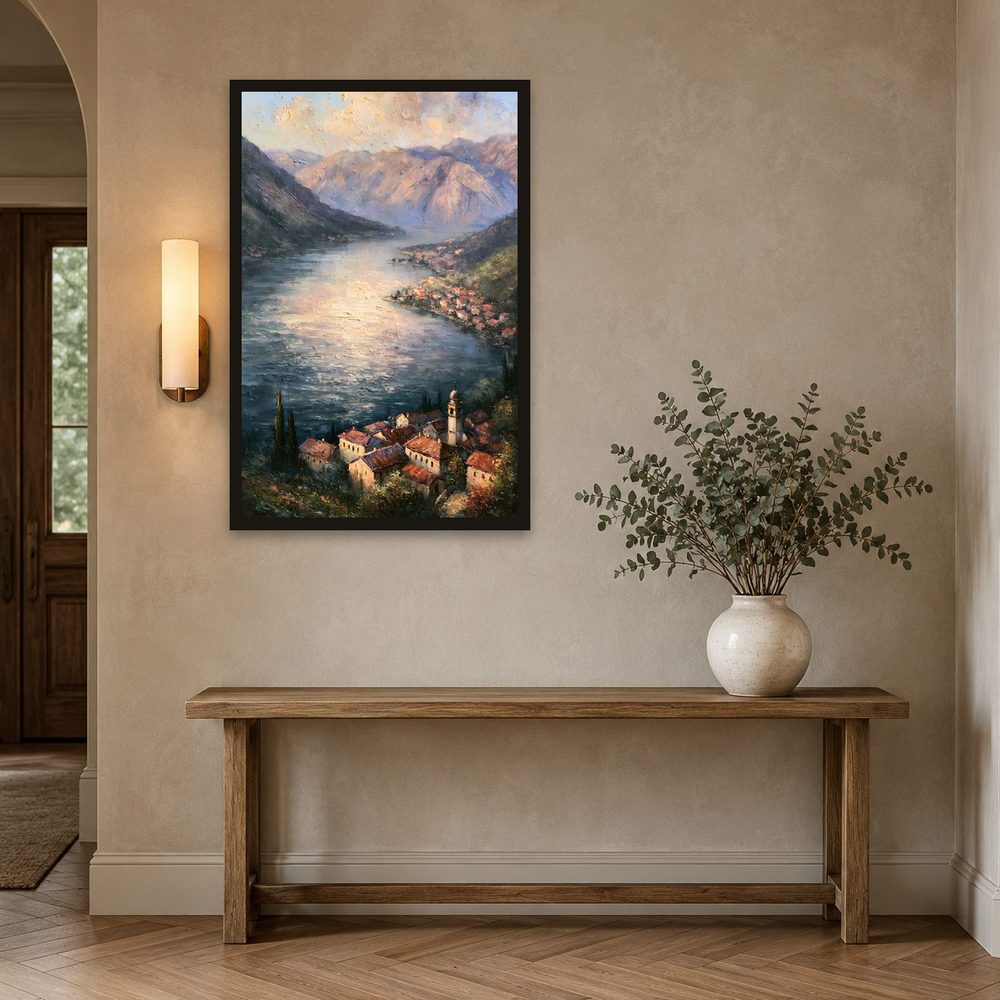 Lakeside Village impasto oil painting wall art by Brunelvi — Ansicht 2