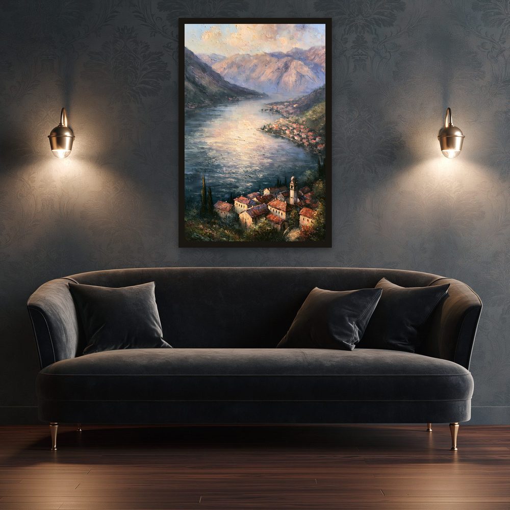 Lakeside Village impasto oil painting wall art by Brunelvi — Ansicht 3