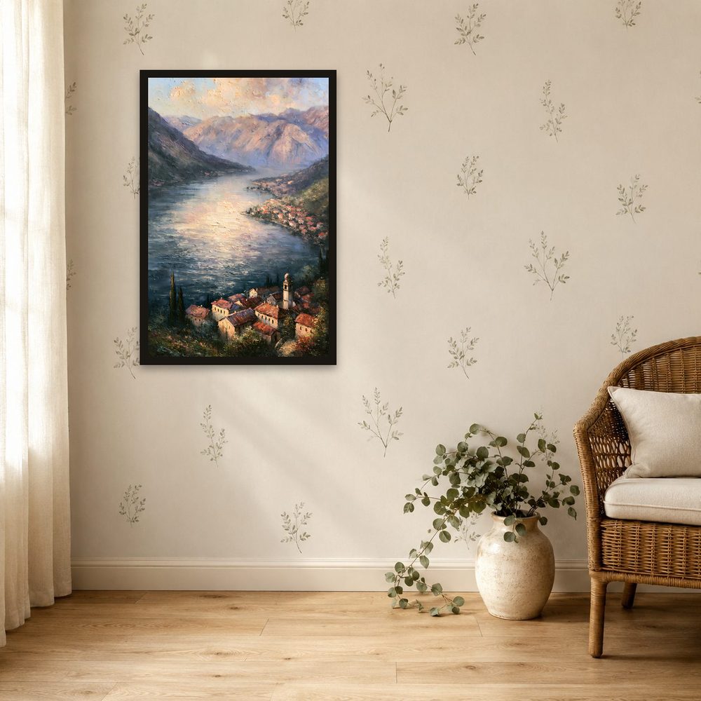 Lakeside Village impasto oil painting wall art by Brunelvi — Ansicht 4