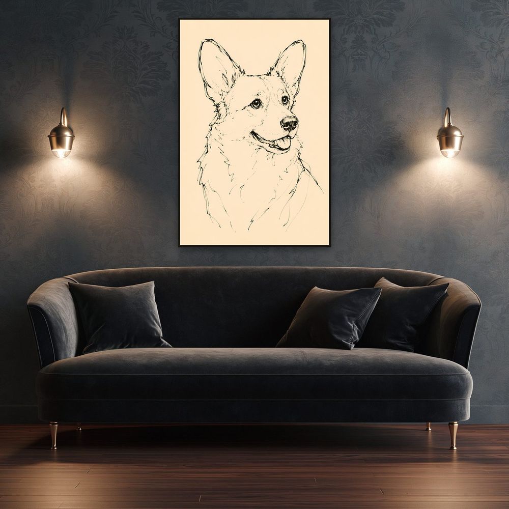 Line Sketch Corgi — animals wall art print by Brunelvi — view 4