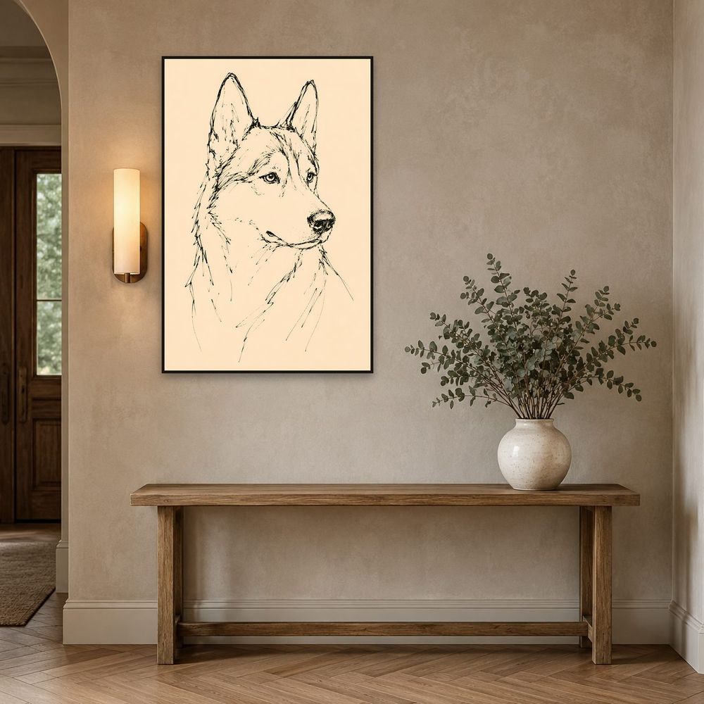 Line Sketch Husky — animals wall art print by Brunelvi — view 3