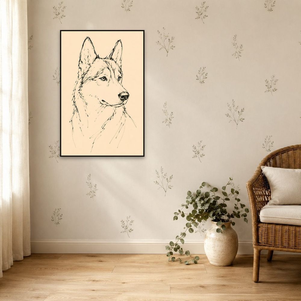 Line Sketch Husky — animals wall art print by Brunelvi — view 5