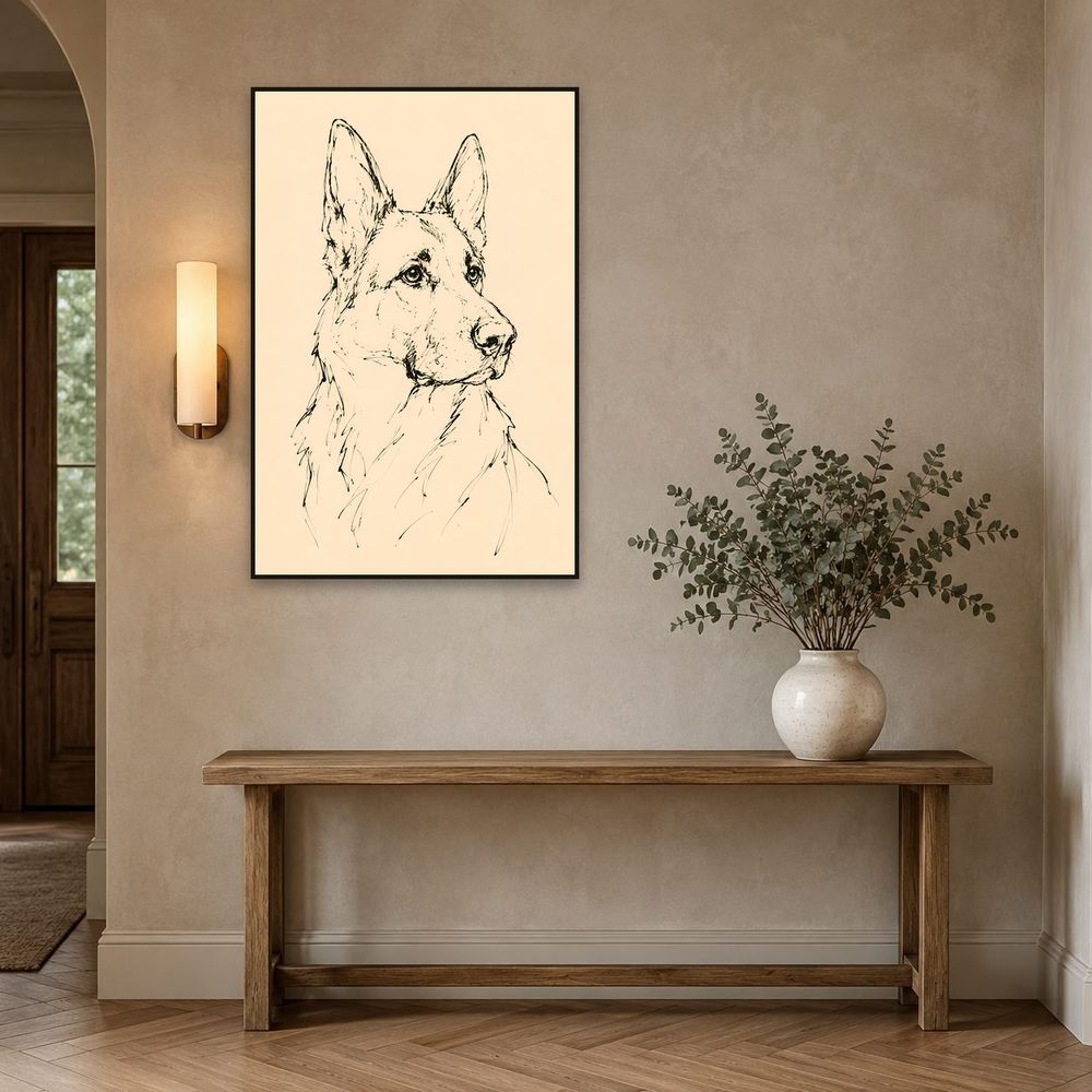 Line Sketch Shepherd — animals wall art print by Brunelvi — view 3