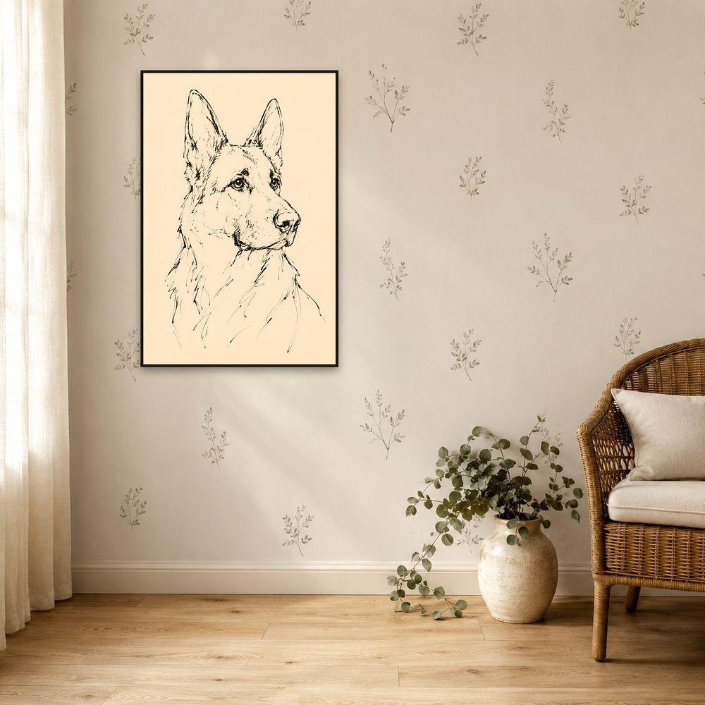 Line Sketch Shepherd — animals wall art print by Brunelvi — view 5
