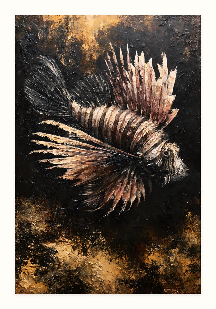 Lionfish impasto oil painting wall art by Brunelvi