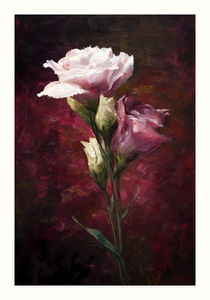 Lisianthus impasto oil painting wall art by Brunelvi