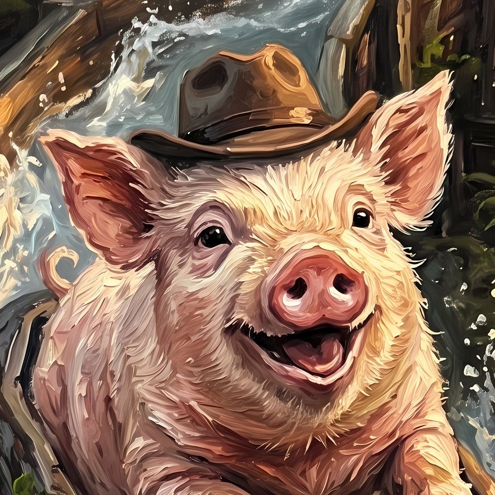 Log Flume Pig — kids & nursery wall art print by Brunelvi — view 2