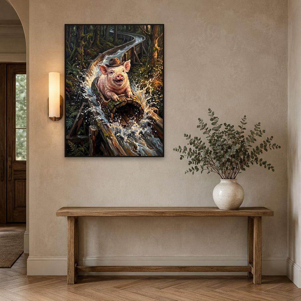 Log Flume Pig — kids & nursery wall art print by Brunelvi — view 3