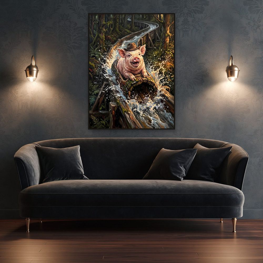 Log Flume Pig — kids & nursery wall art print by Brunelvi — view 4