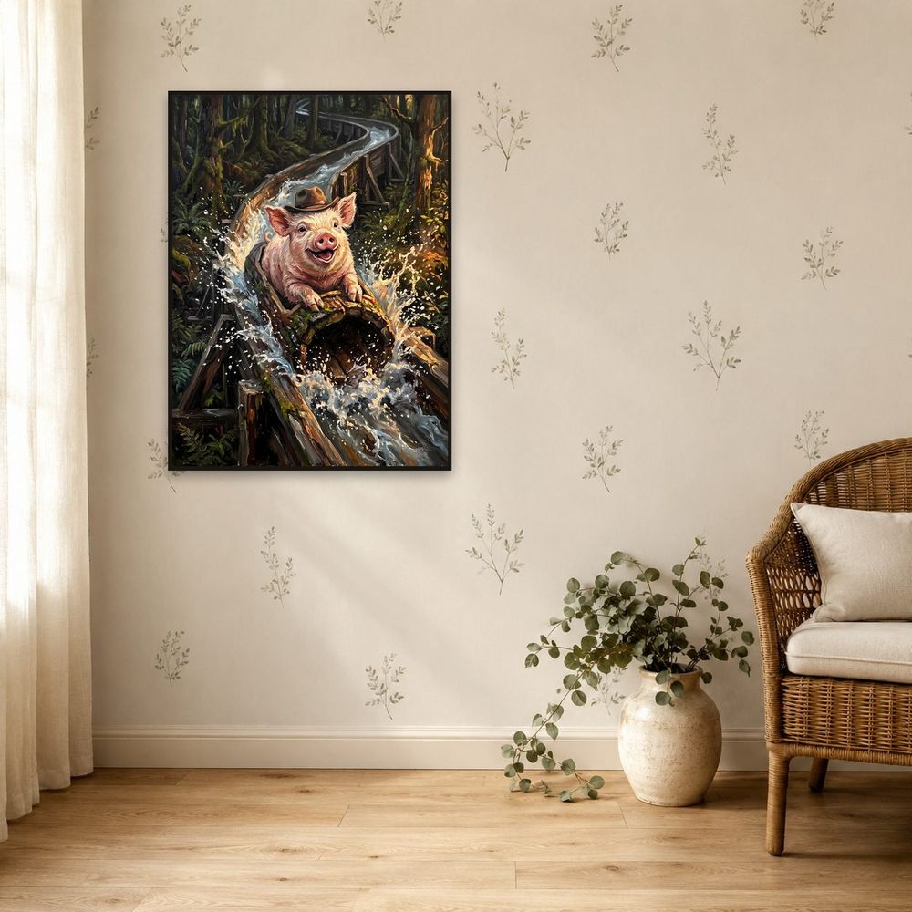 Log Flume Pig — kids & nursery wall art print by Brunelvi — view 5