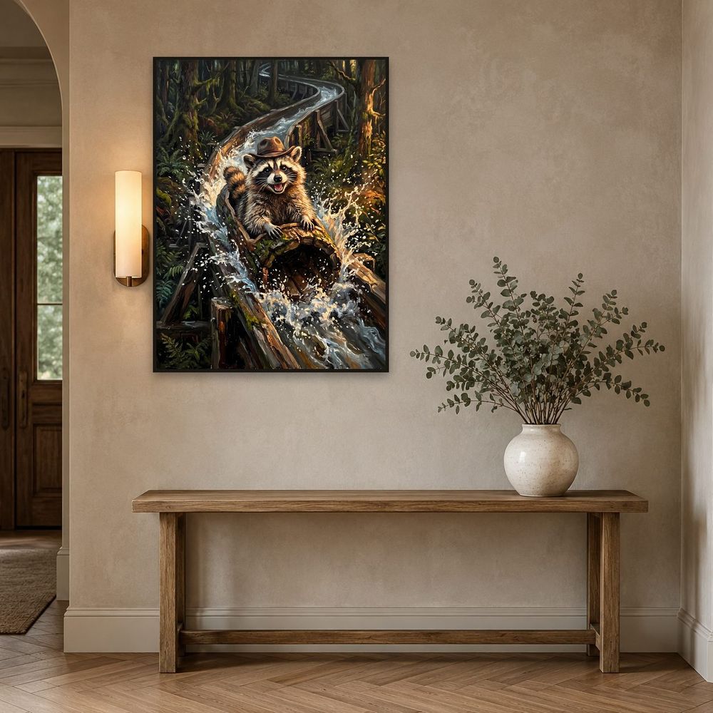 Log Flume Raccoon — kids & nursery wall art print by Brunelvi — view 3