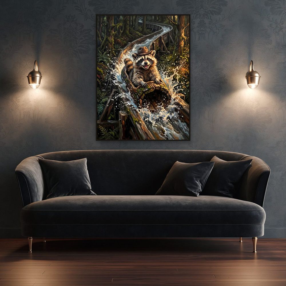 Log Flume Raccoon — kids & nursery wall art print by Brunelvi — view 4