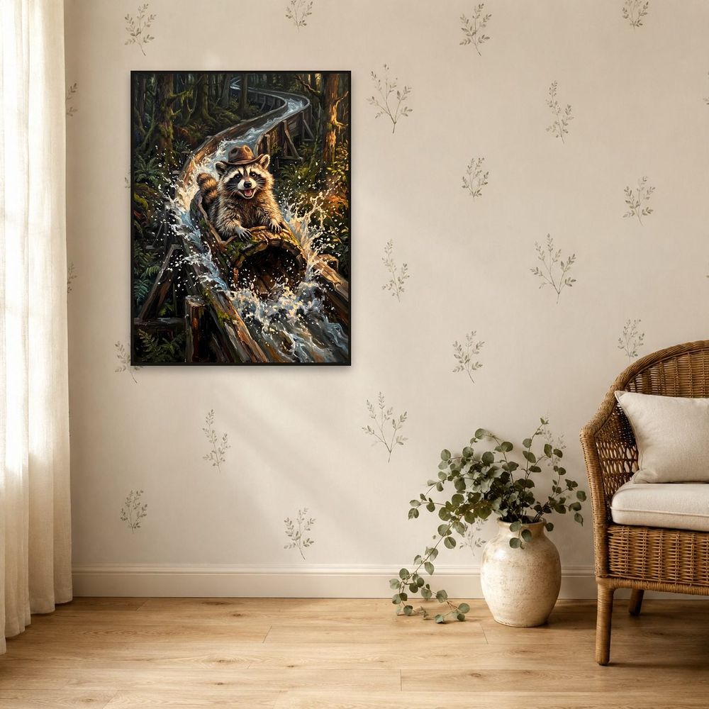 Log Flume Raccoon — kids & nursery wall art print by Brunelvi — view 5