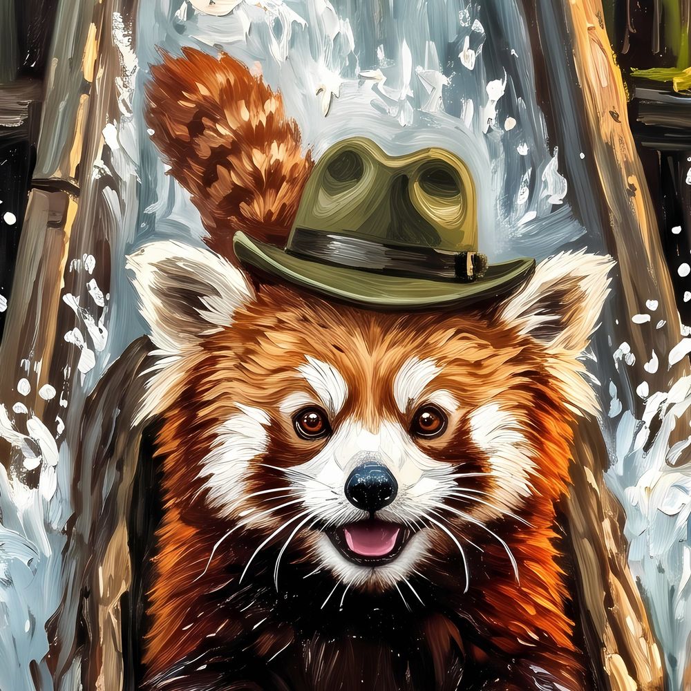 Log Flume Red Panda — kids & nursery wall art print by Brunelvi — view 2