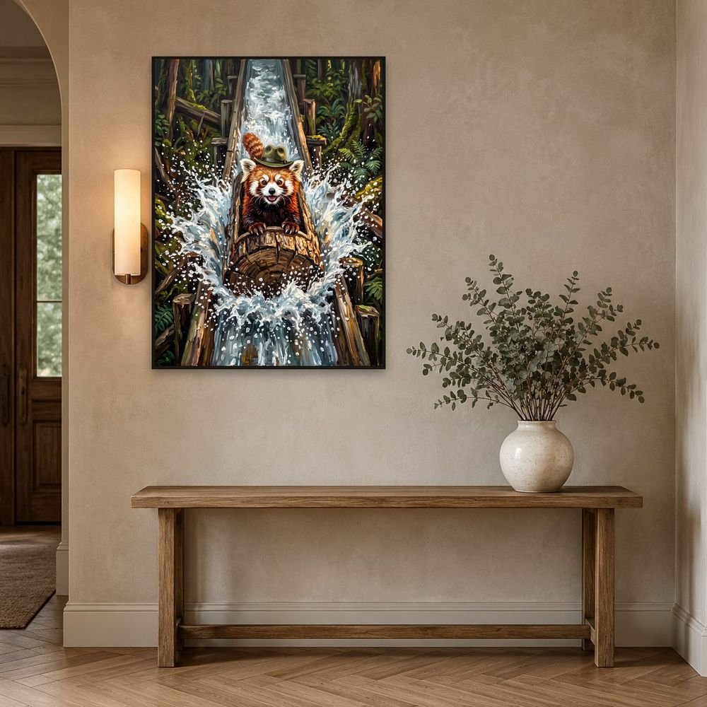 Log Flume Red Panda — kids & nursery wall art print by Brunelvi — view 3