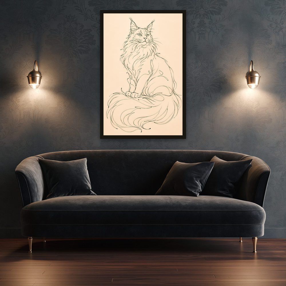 Maine Coon line art wall art by Brunelvi — Ansicht 3