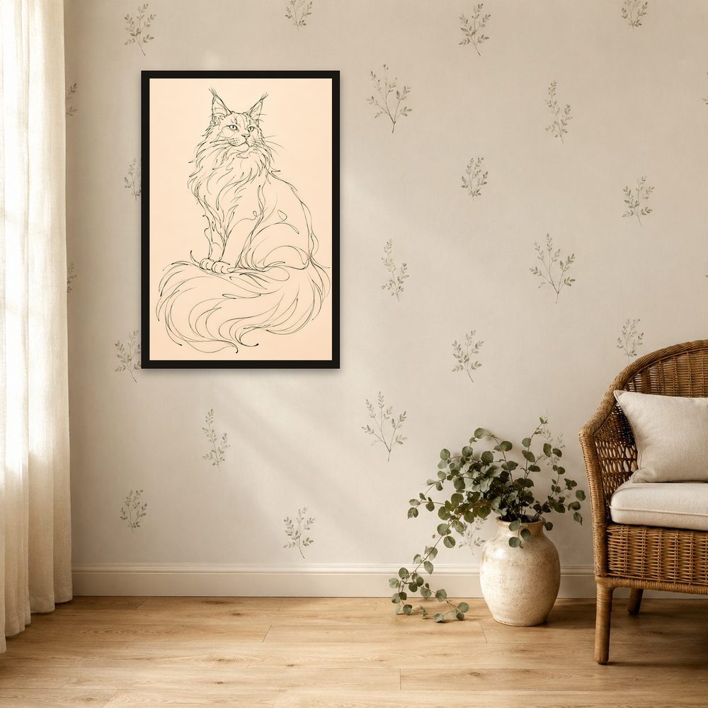 Maine Coon line art wall art by Brunelvi — Ansicht 4