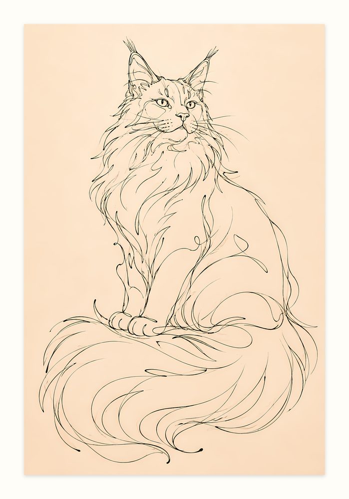 Maine Coon line art wall art by Brunelvi