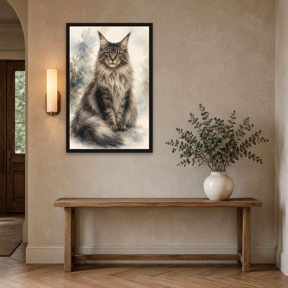 Maine Coon Watercolor watercolor painting wall art by Brunelvi — Ansicht 2