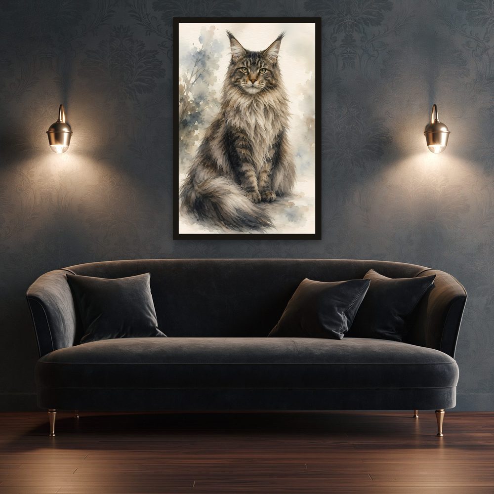 Maine Coon Watercolor watercolor painting wall art by Brunelvi — Ansicht 3