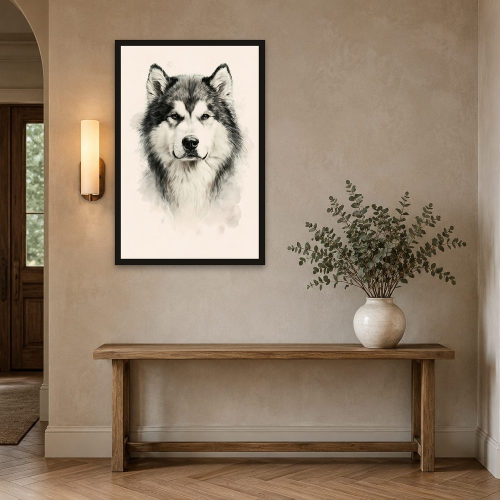 Malamute Vintage vintage illustration wall art by Brunelvi — Ansicht 2