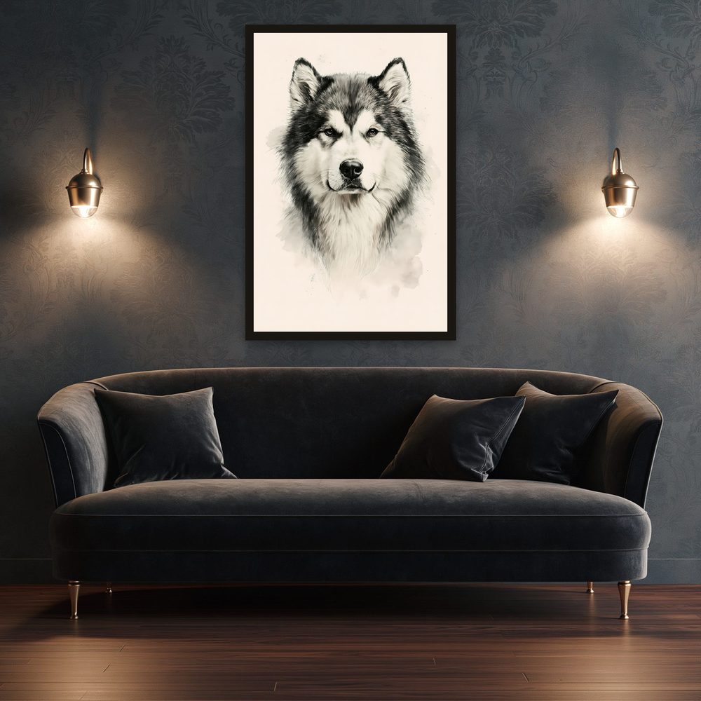 Malamute Vintage vintage illustration wall art by Brunelvi — Ansicht 3