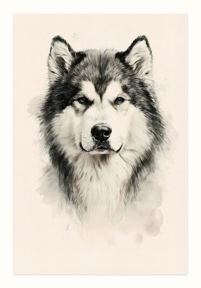 Malamute Vintage vintage illustration wall art by Brunelvi