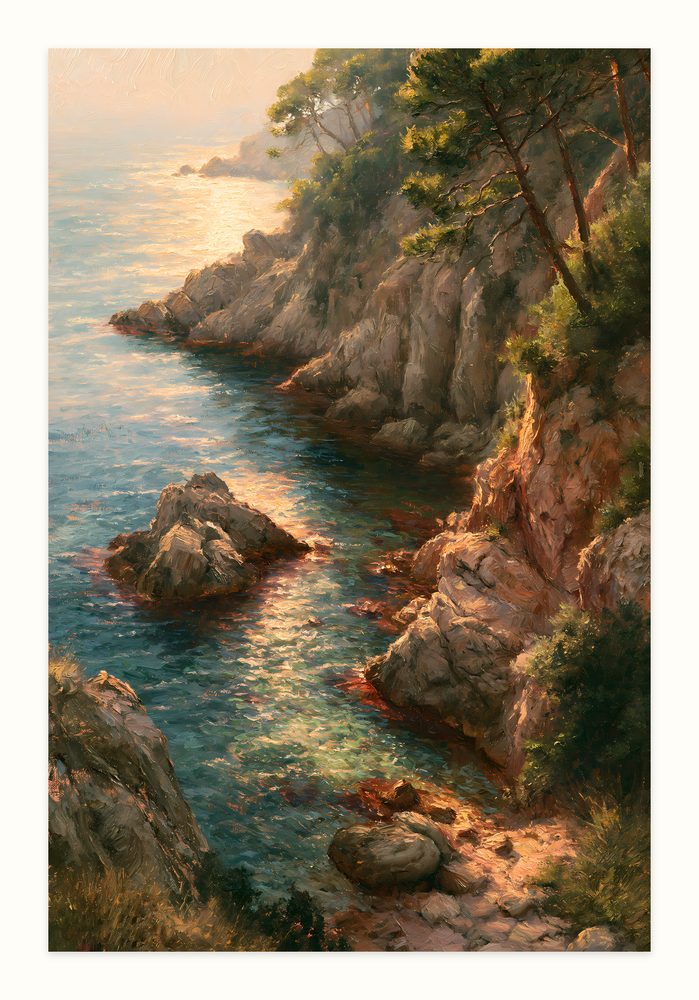 Mediterranean Cove impasto oil painting wall art by Brunelvi