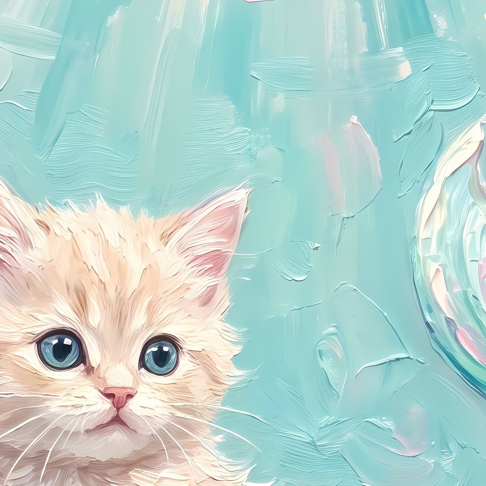 Mermaid Kitten Shells — kids & nursery wall art print by Brunelvi — view 2