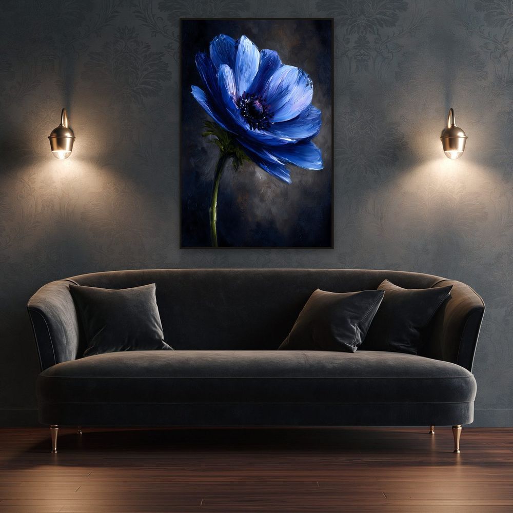Midnight Blue Anemone — florals wall art print by Brunelvi — view 4