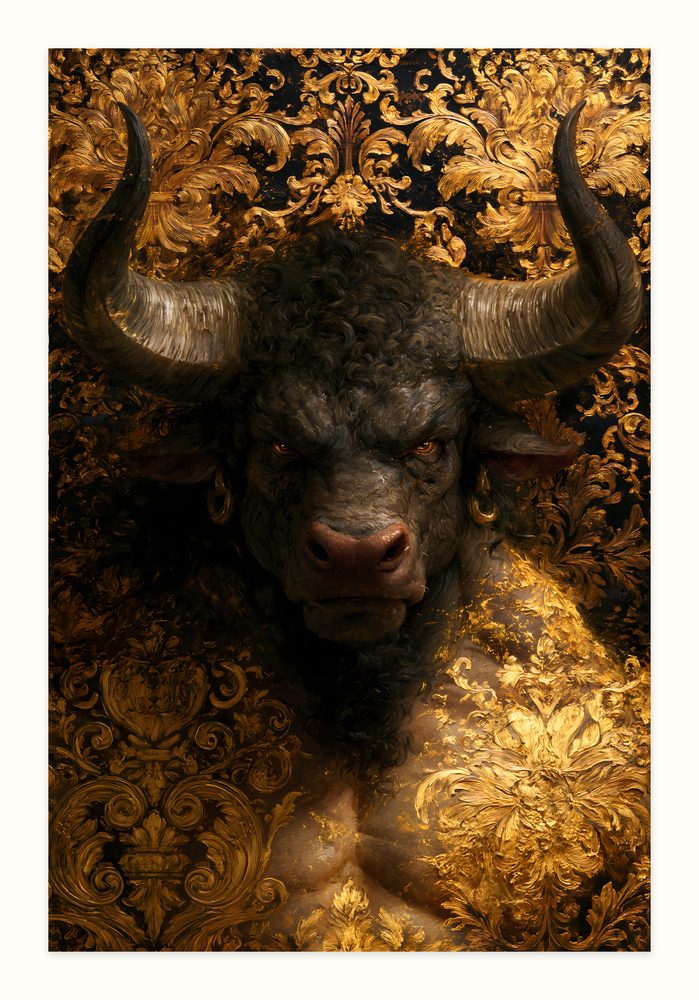 Minotaur impasto oil painting wall art by Brunelvi